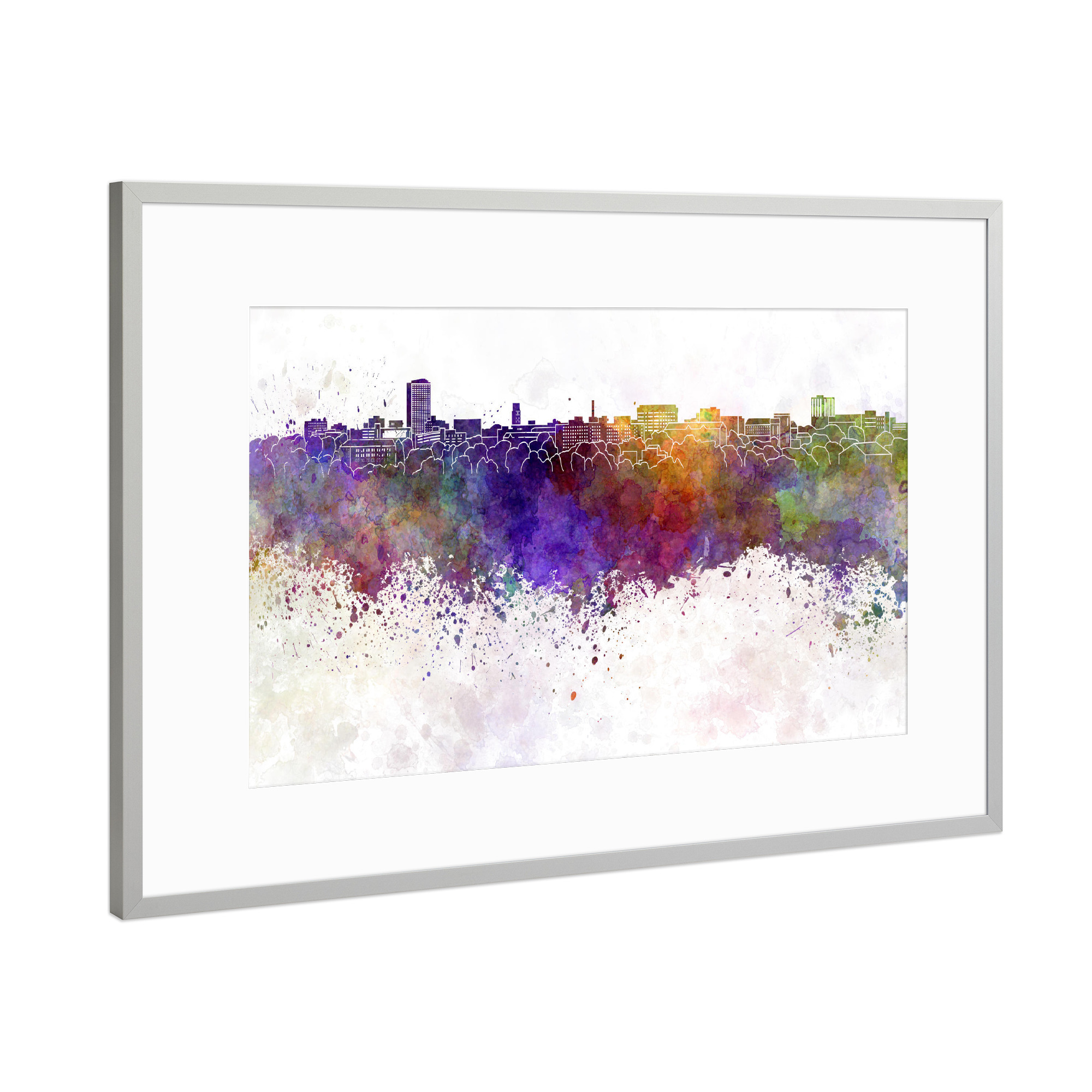 Poster mit Rahmen Silber "Ann Arbor skyline in watercolor" artboxONE - Städte,Reise,Abstrakt,Architektur