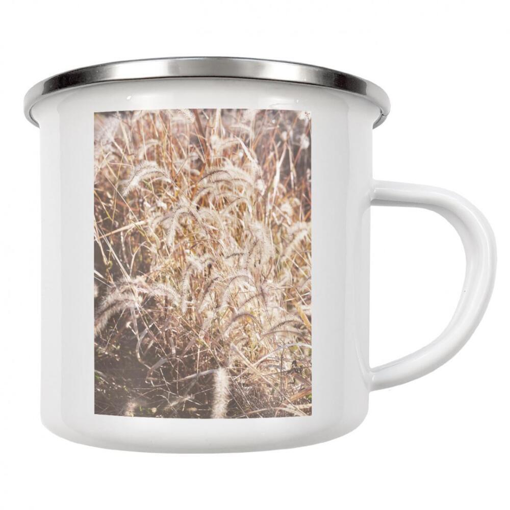 Emaille Tasse "Sonnenuntergang Pflanzenfeld" artboxONE - Natur,Floral,Liebe - Sonnenuntergang pflanzenfeld,Pampas,Pflänzchen,Herbst,Floral,Natur,Grass