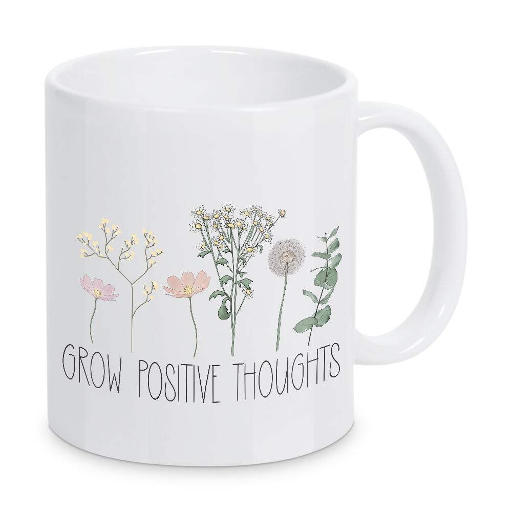 Tasse "Wachsen Sie positive Gedanken" artboxONE - Floral,Buchstaben,Festivals