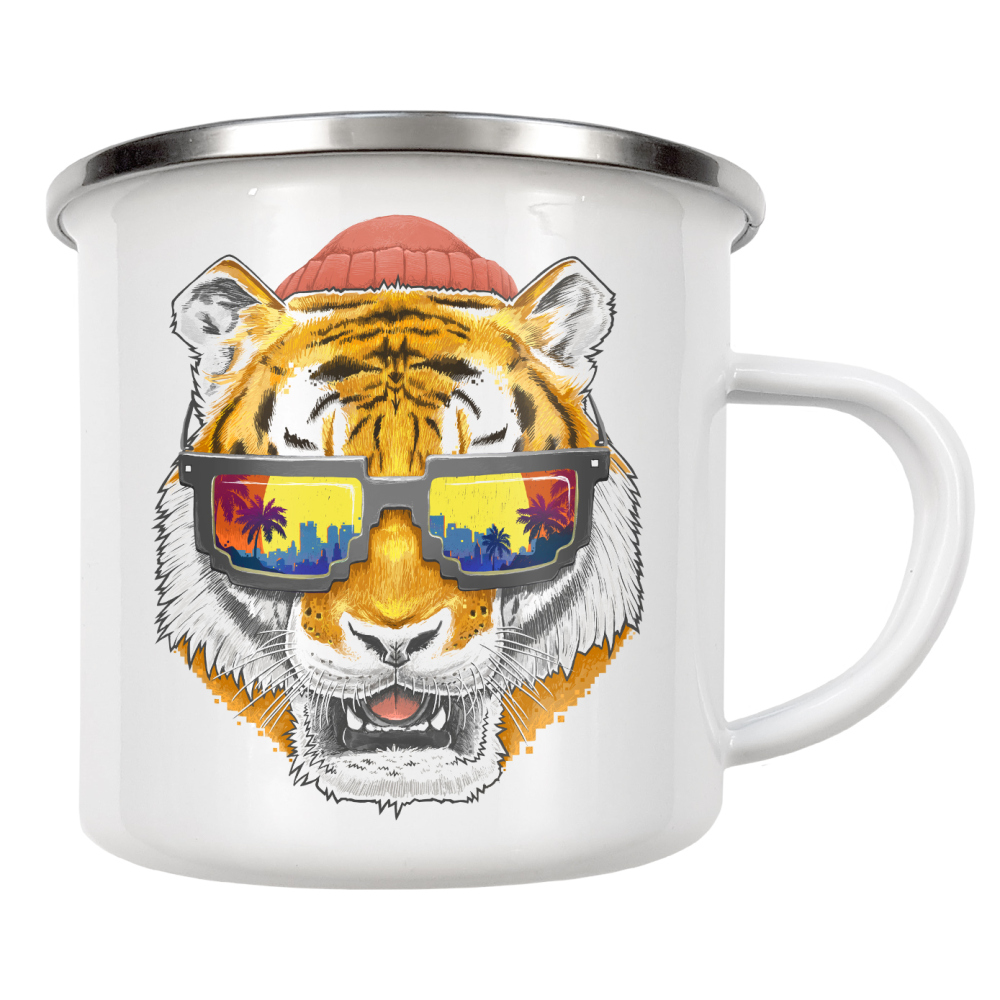 Emaille Tasse "Cooler Tiger" artboxONE - Städte,Natur,Tiere