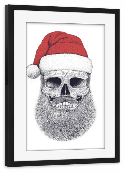 Poster mit Rahmen schwarz "Santa skull" artboxONE - Menschen,Weihnachten,Für Papa,Lustig