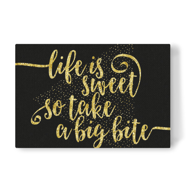 Leinwandbild "Life is sweet | gold" artboxONE - Typografie,Essen & Trinken