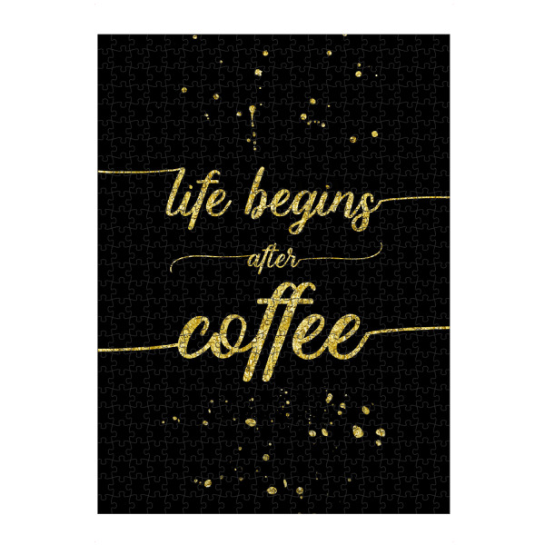 artboxONE Puzzle "Life begins after coffee | gold" artboxONE - Typografie