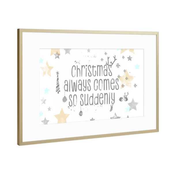 Poster mit Rahmen Gold "Christmas again" artboxONE - Weihnachten