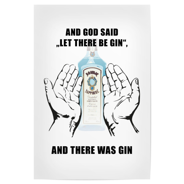 Poster "Let there be Gin" artboxONE - Typografie,Essen & Trinken,Männer,Essen & Trinken / Alkohol,Lustig