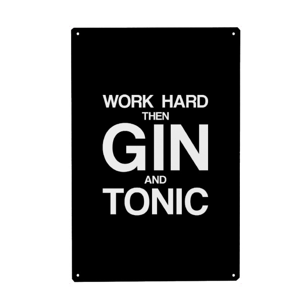 Holzbild "Work Hard" artboxONE - Typografie,Essen & Trinken,Schwarzweiß,Sport / Motivation,Männer,Essen & Trinken / Alkohol,Lustig