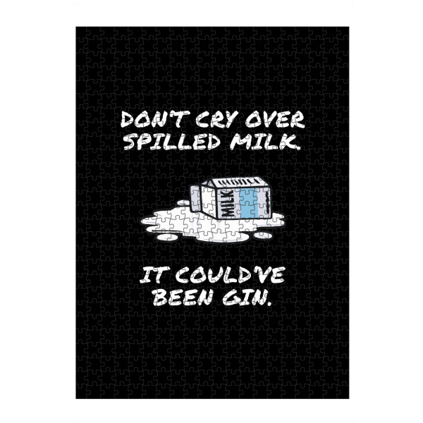 Puzzle Ravensburger "Spilled Milk" artboxONE - Typografie,Essen & Trinken,Schwarzweiß,Männer,Essen & Trinken / Alkohol,Lustig