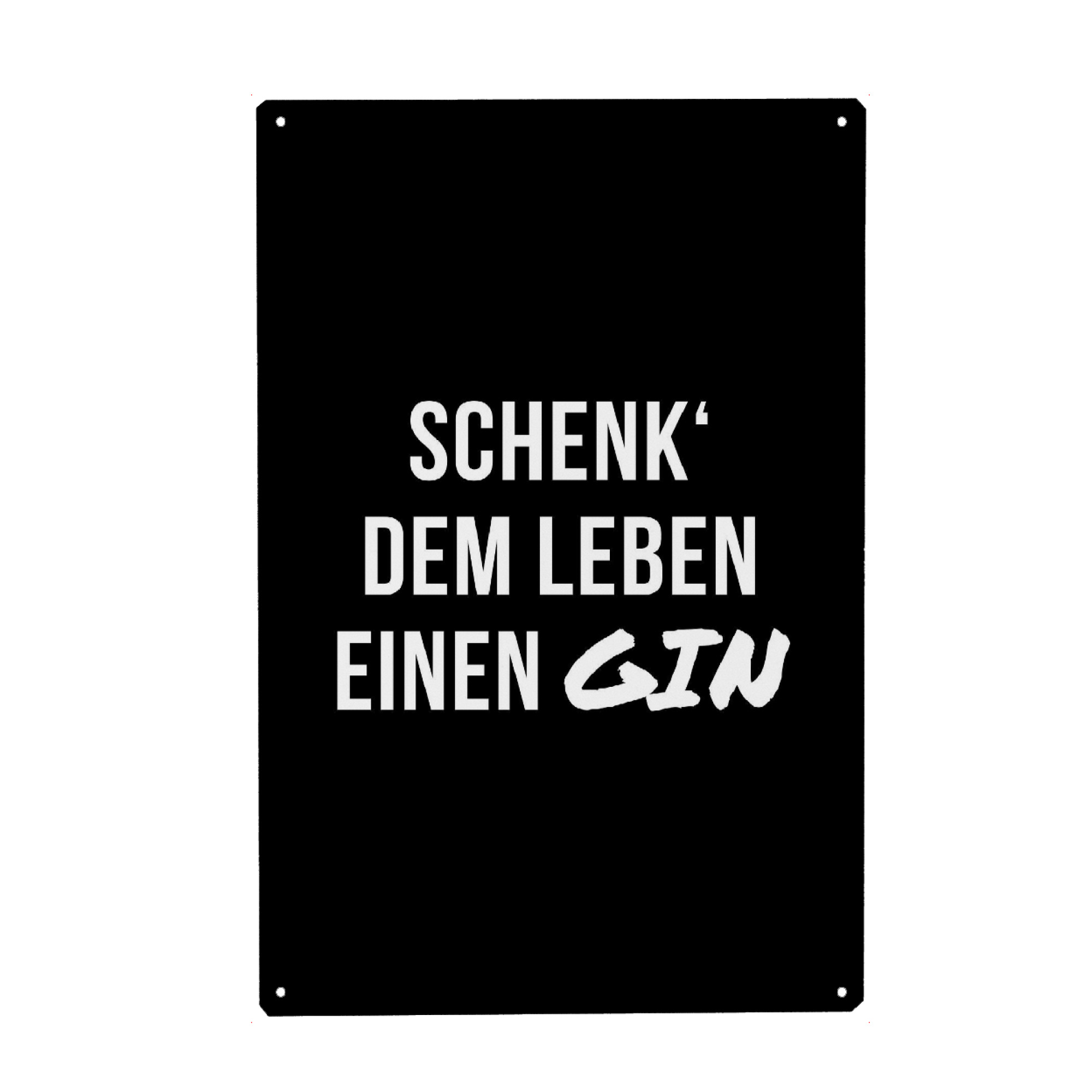 Holzbild "Schenk deinem Leben einen Gin" artboxONE - Typografie,Essen & Trinken,Schwarzweiß,Männer,Essen & Trinken / Alkohol,Lustig