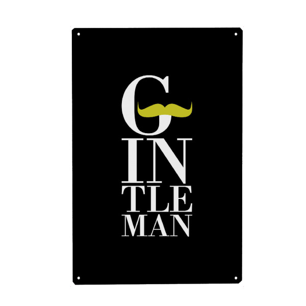 Metall Poster "GINtleman" artboxONE - Typografie,Essen & Trinken,Männer,Essen & Trinken / Alkohol,Lustig