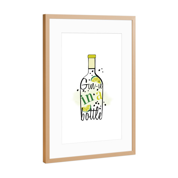 Poster mit Rahmen Kupfer "Gin-ie" artboxONE - Typografie,Essen & Trinken,Essen & Trinken / Alkohol,Lustig