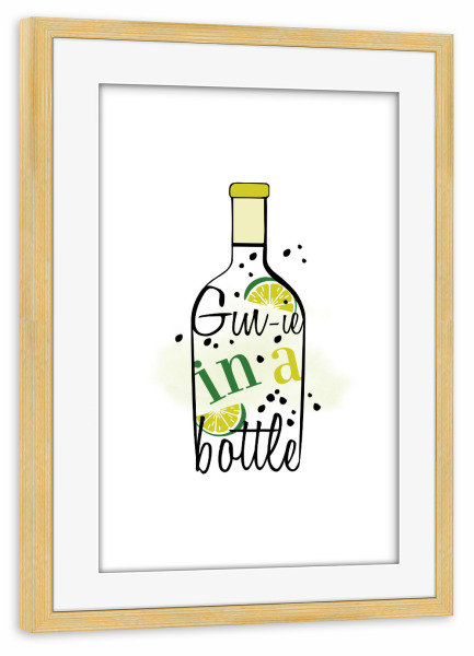 Poster mit Rahmen kiefer "Gin-ie" artboxONE - Typografie,Essen & Trinken,Essen & Trinken / Alkohol,Lustig
