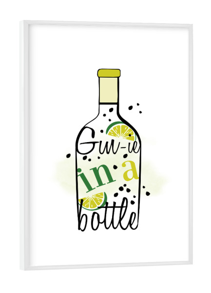 Poster mit weißem Rahmen "Gin-ie" artboxONE - Typografie,Essen & Trinken,Essen & Trinken / Alkohol,Lustig
