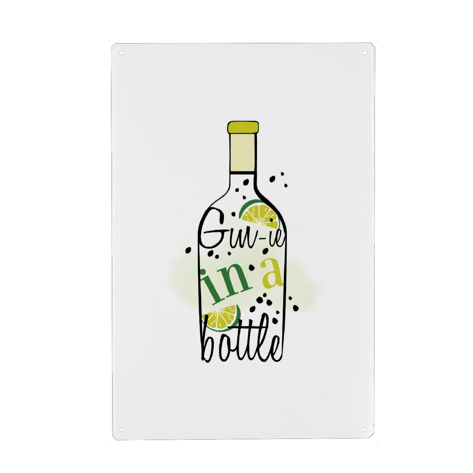 Holzbild "Gin-ie" artboxONE - Typografie,Essen & Trinken,Essen & Trinken / Alkohol,Lustig