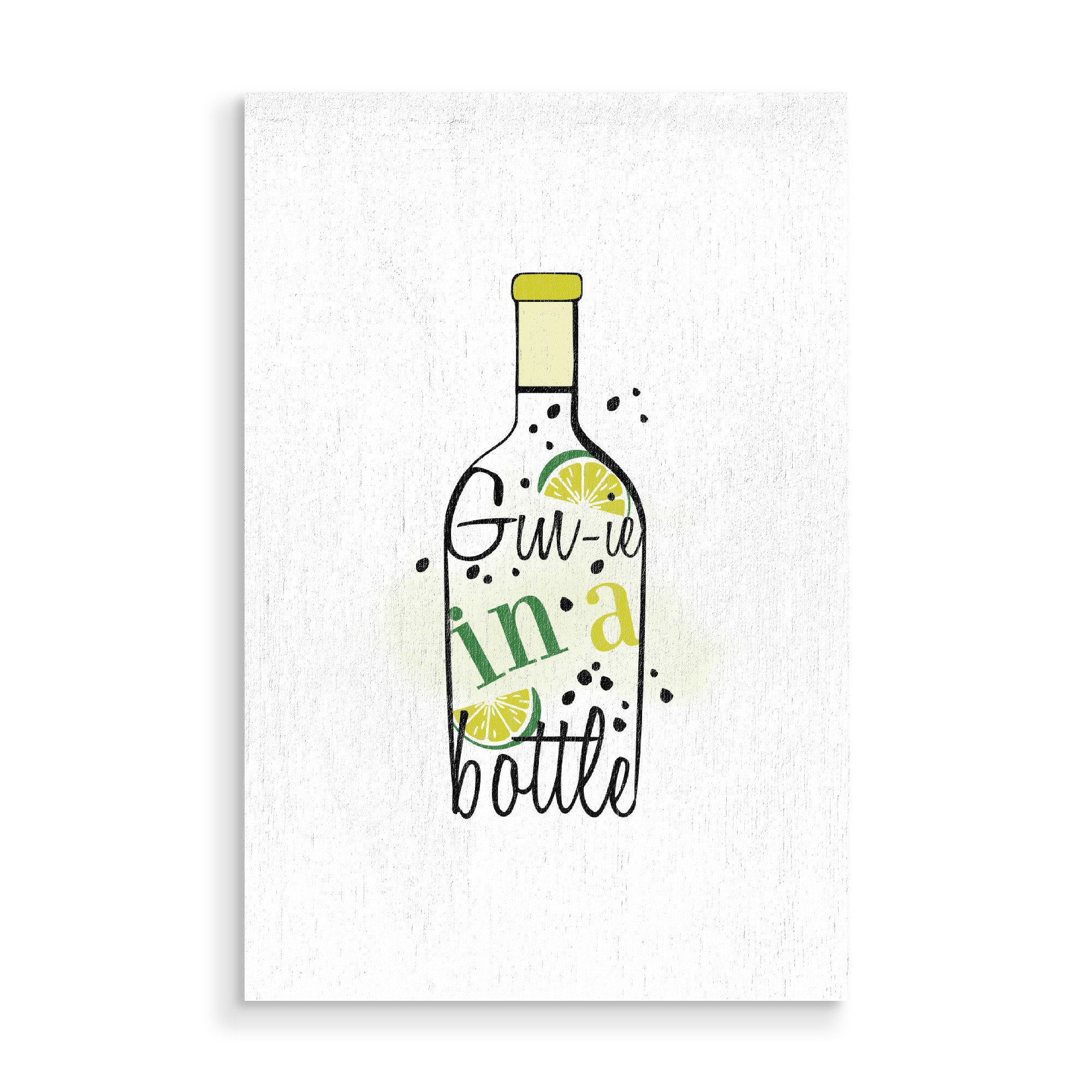 Holzbild "Gin-ie" artboxONE - Typografie,Essen & Trinken,Essen & Trinken / Alkohol,Lustig