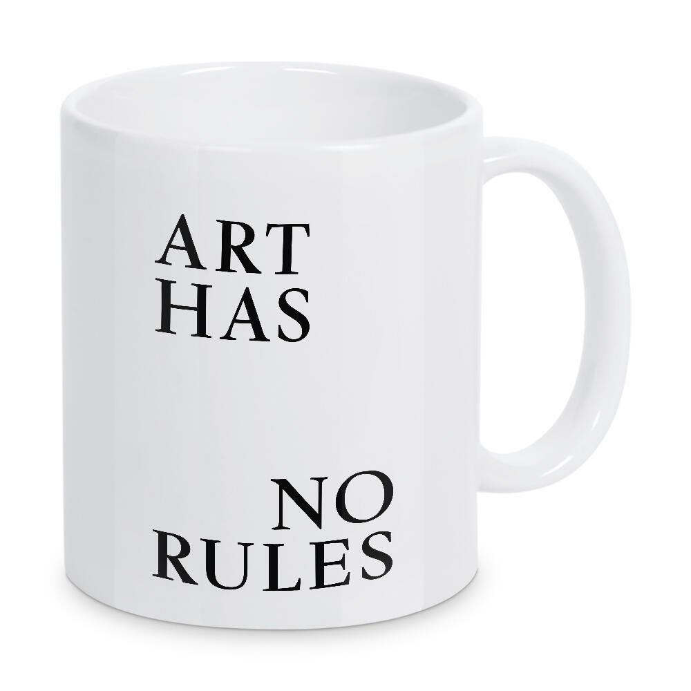 Tasse "Art has no rules" artboxONE - Typografie - Art,Kunst,Rules,Regeln,Keine,No,Typo,Typografie,Minimalismus,Beige
