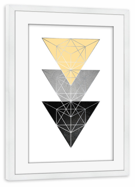 Poster mit Rahmen weiß "Triangular Minimalism" artboxONE - Abstrakt,Schwarzweiß,Geometrie
