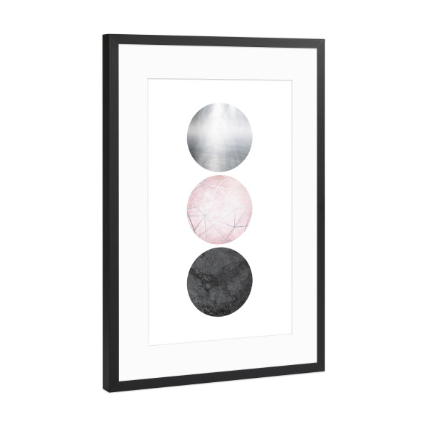 Poster mit Rahmen Schwarz (Metallic) "Soft Circular Luxe" artboxONE - Geometrie