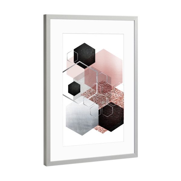 Poster mit Rahmen Silber "Abstract Geometric" artboxONE - Geometrie