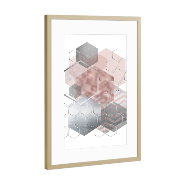 Poster mit Rahmen Gold "Soft Geometric" artboxONE - Geometrie