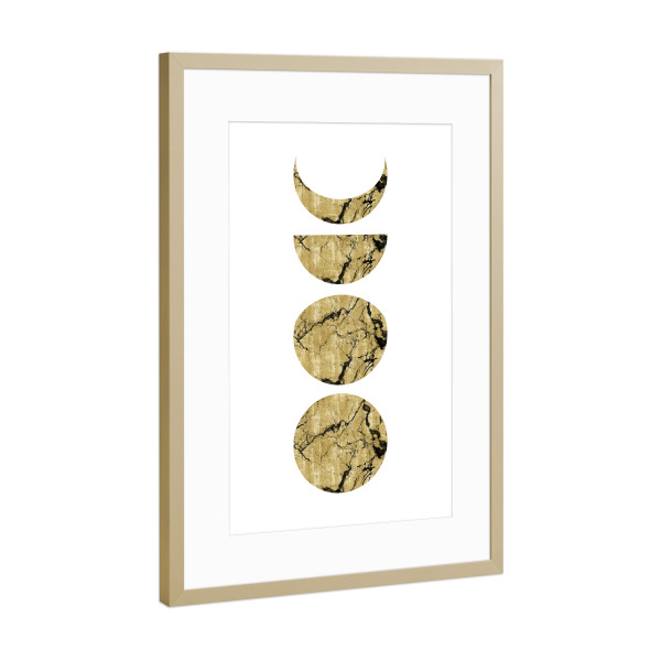 Poster mit Rahmen Gold "Gold Marble Moon Phases" artboxONE - Abstrakt,Architektur