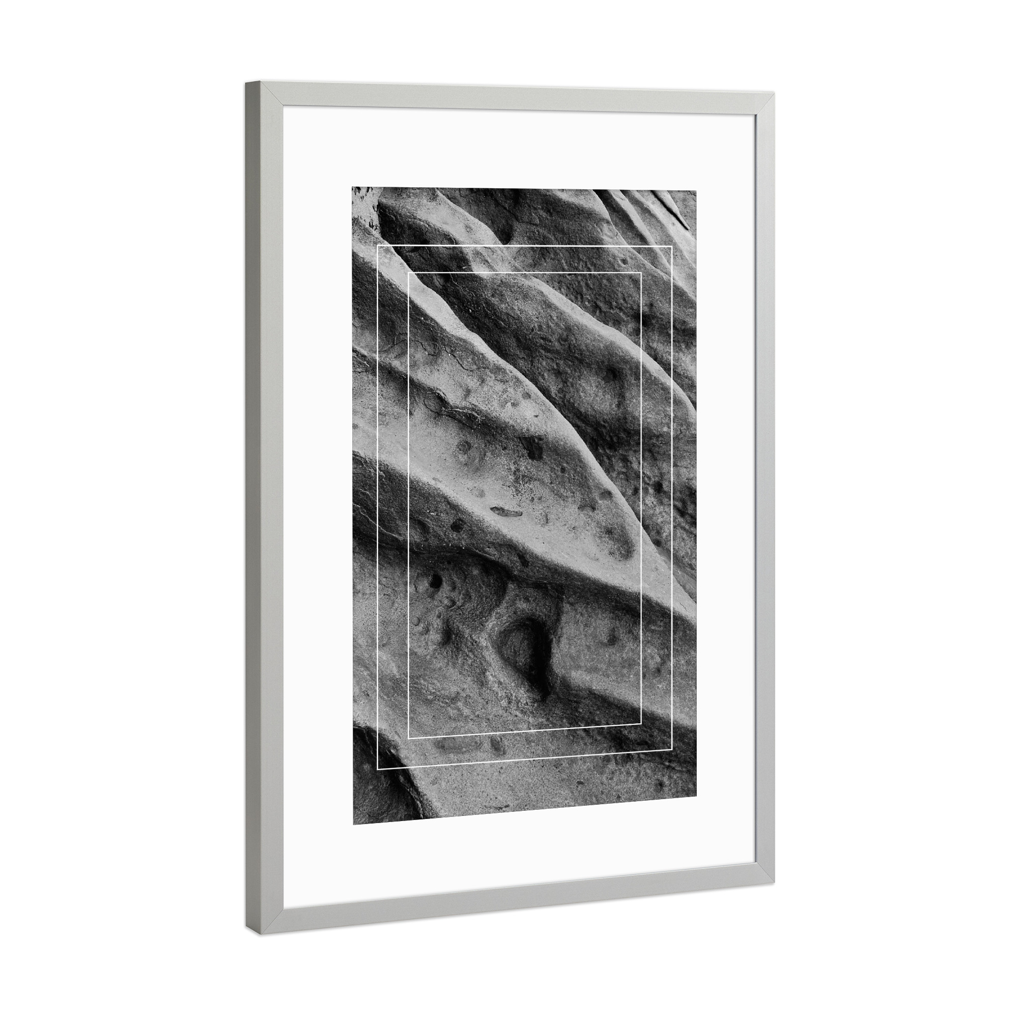 Poster mit Rahmen Silber "Stones" artboxONE - Natur,Reise,Abstrakt,Schwarzweiß,Reise / Strand und Meer
