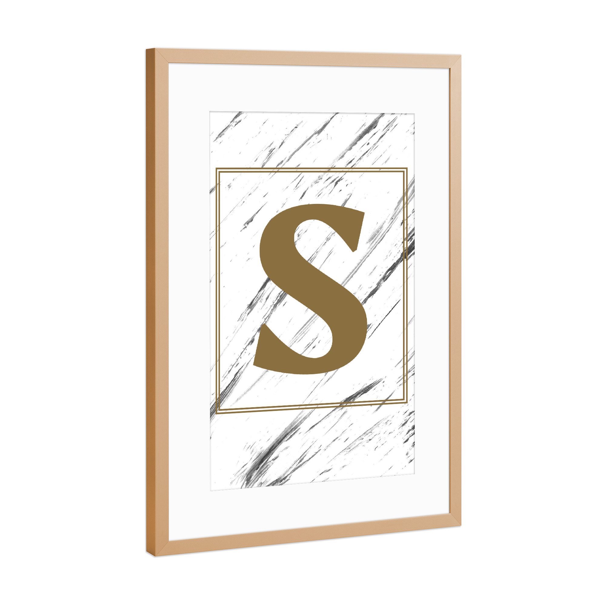 Poster mit Rahmen Kupfer "S Illustration" artboxONE - Typografie,Schwarzweiß