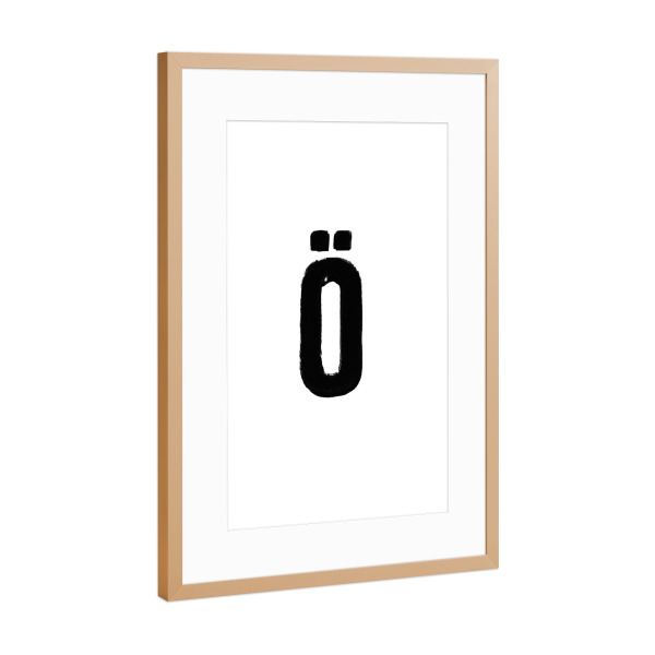 Poster mit Rahmen Kupfer "Ö Print" artboxONE - Typografie,Schwarzweiß