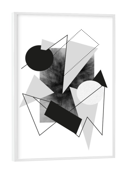Poster mit weißem Rahmen "Greys" artboxONE - Abstrakt,Schwarzweiß,Geometrie