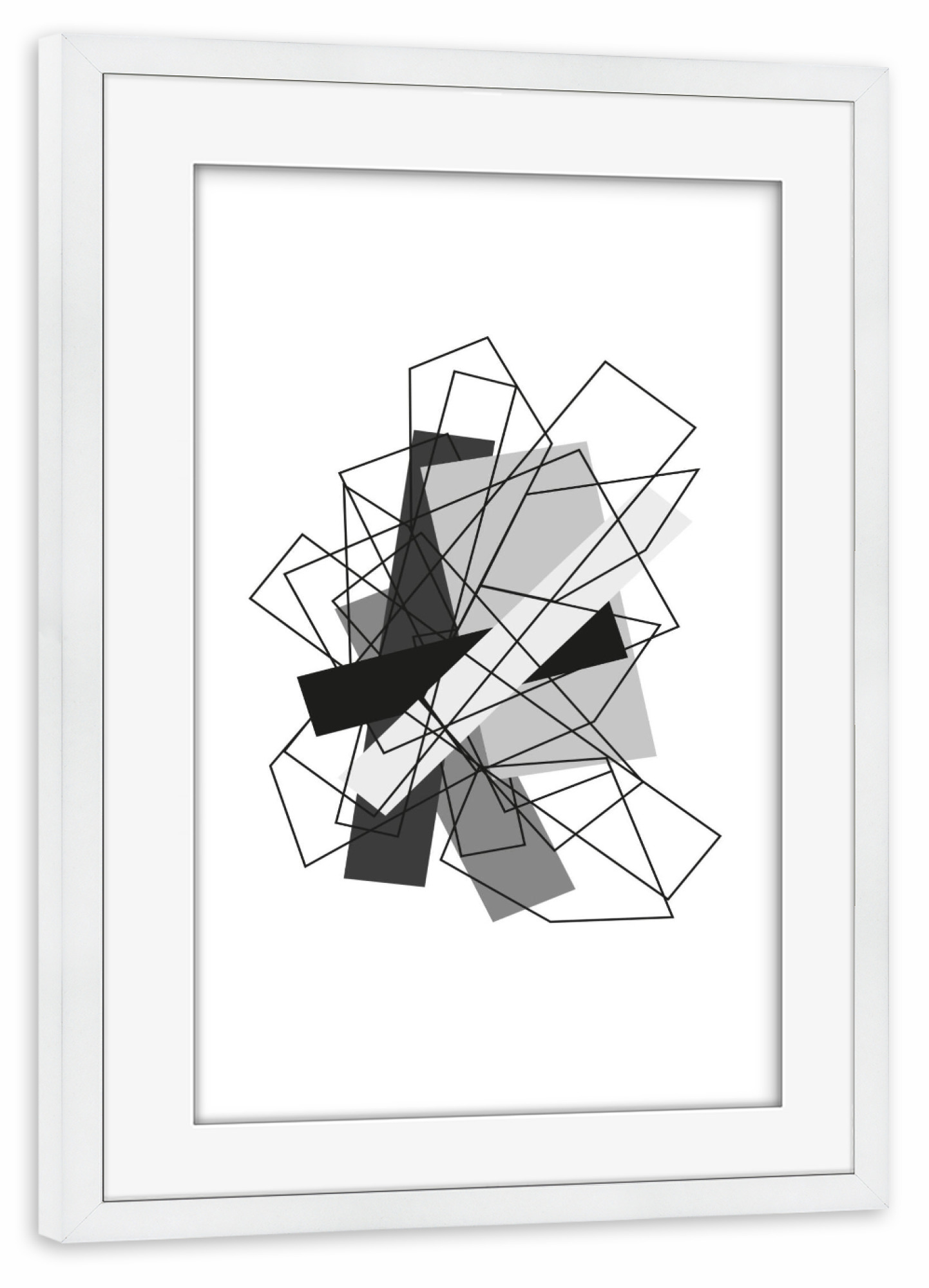 Poster mit Rahmen weiß "Greys No.2" artboxONE - Abstrakt,Schwarzweiß,Geometrie