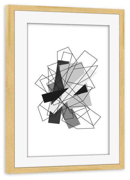 Poster mit Rahmen kiefer "Greys No.2" artboxONE - Abstrakt,Schwarzweiß,Geometrie