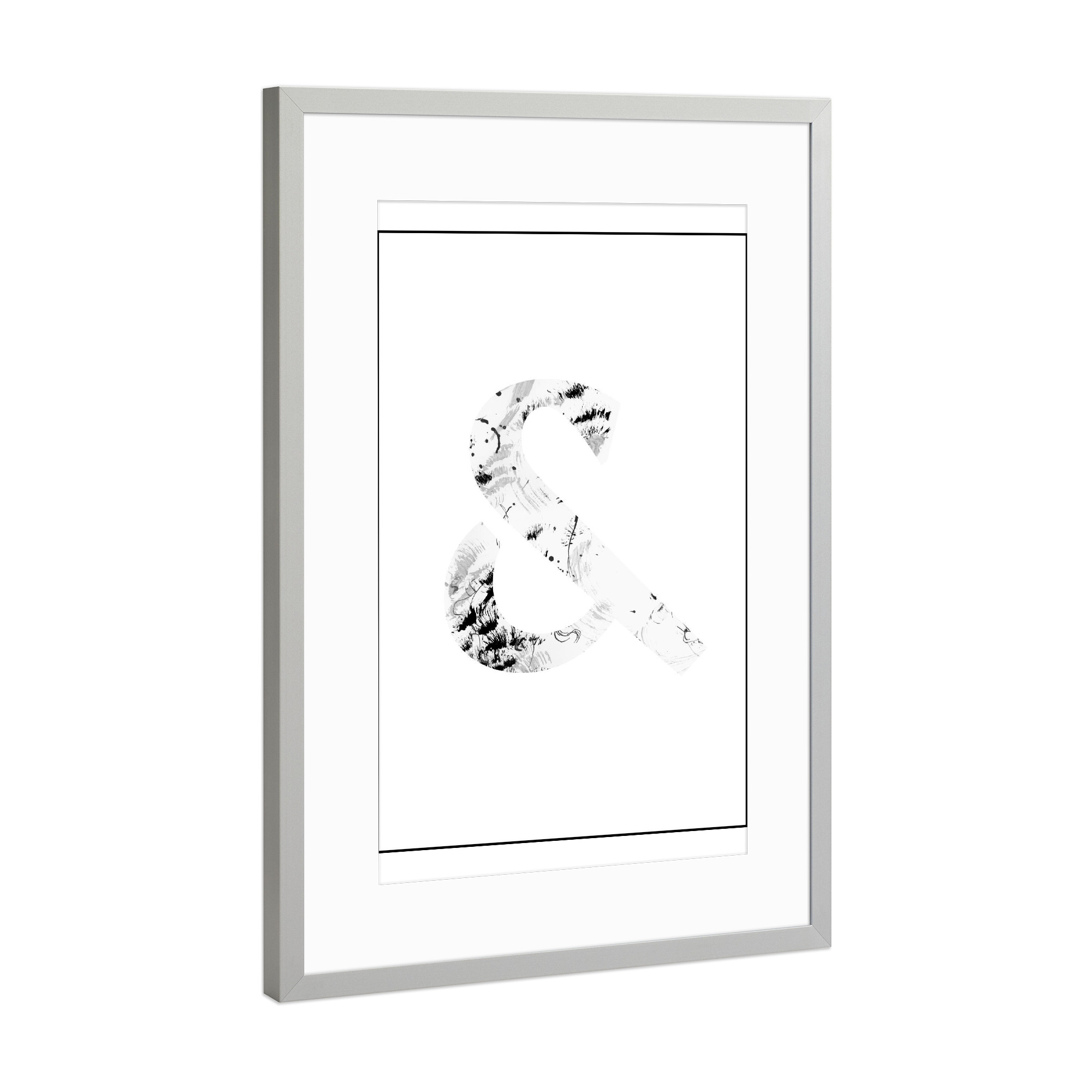 Poster mit Rahmen Silber "Ampersand 2" artboxONE - Typografie,Schwarzweiß