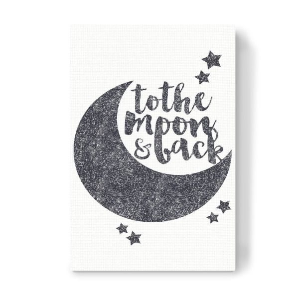 Leinwandbild "To the Moon & Back" artboxONE - Liebe - Moon,Love,Glitter,Star,Galaxy,Quote,Inspirational