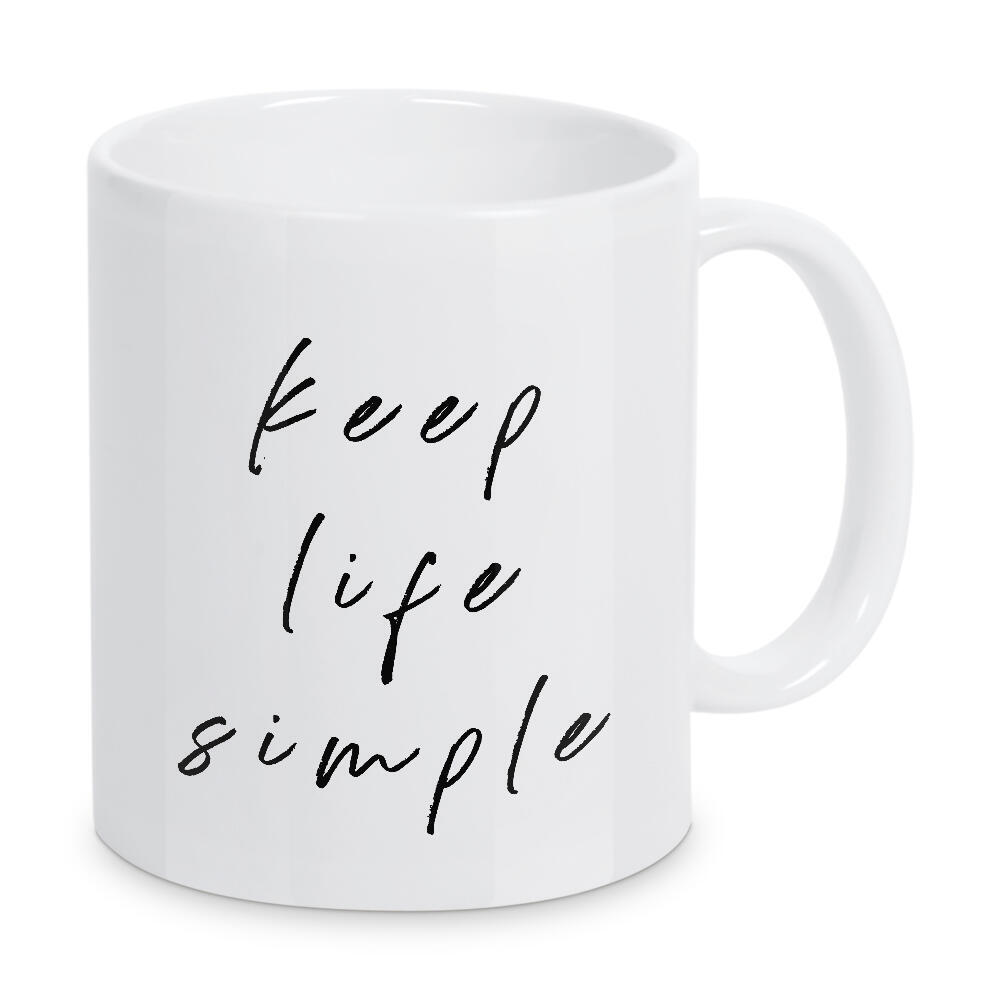 Tasse "Keep Life Simple Minimal Typo" artboxONE - Typografie - Keep,Life,Simple,Typo,Typografie,Minimalistisch,Schwarzweiß,Beige
