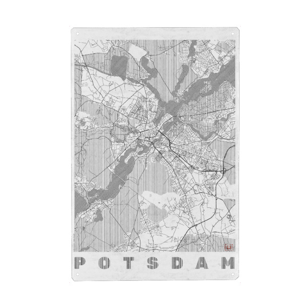 Metall Poster "Potsdam, Deutschland Line" artboxONE - Städte,Schwarzweiß,Kartografie - Karte,Stadt,Straße,Plakat,Plan,Map,Street,Potsdam,Deutschland