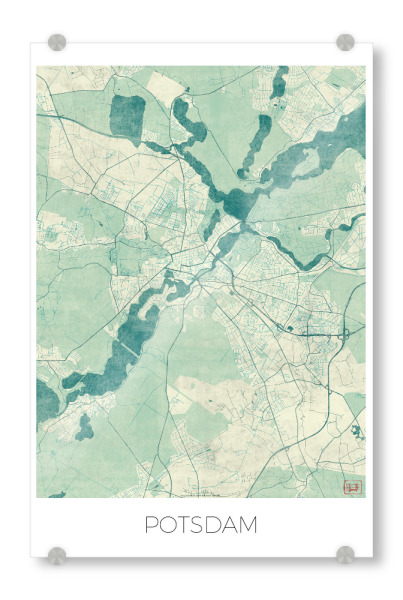 Acrylglasbild "Potsdam, Deutschland Blue" artboxONE - Städte,Kartografie - Karte,Stadt,Straße,Plakat,Plan,Map,Street,Potsdam,Deutschland