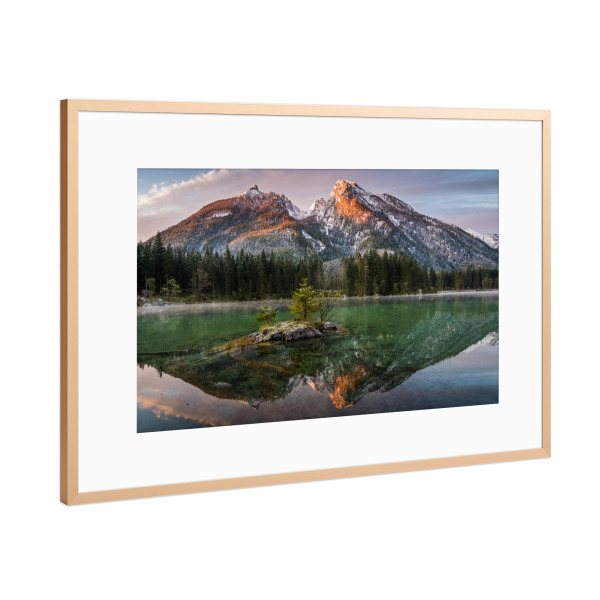 Poster mit Rahmen Kupfer "Hochkalter im Spiegel" artboxONE - Natur,Reise