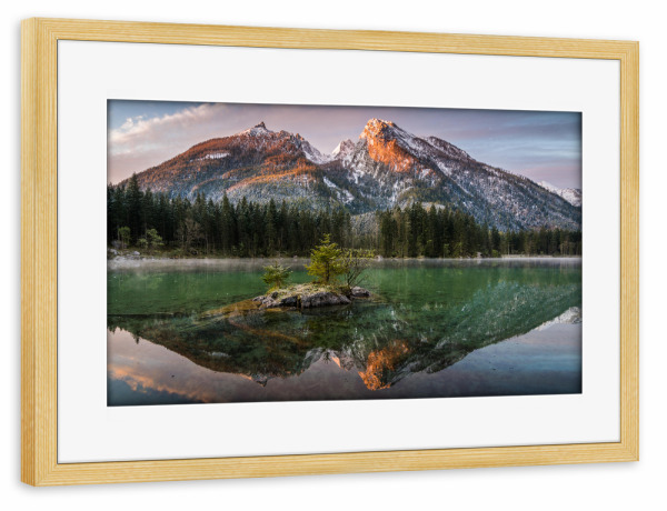 Poster mit Rahmen kiefer "Hochkalter im Spiegel" artboxONE - Natur,Reise