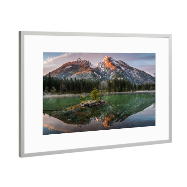 Poster mit Rahmen Silber "Hochkalter im Spiegel" artboxONE - Natur,Reise