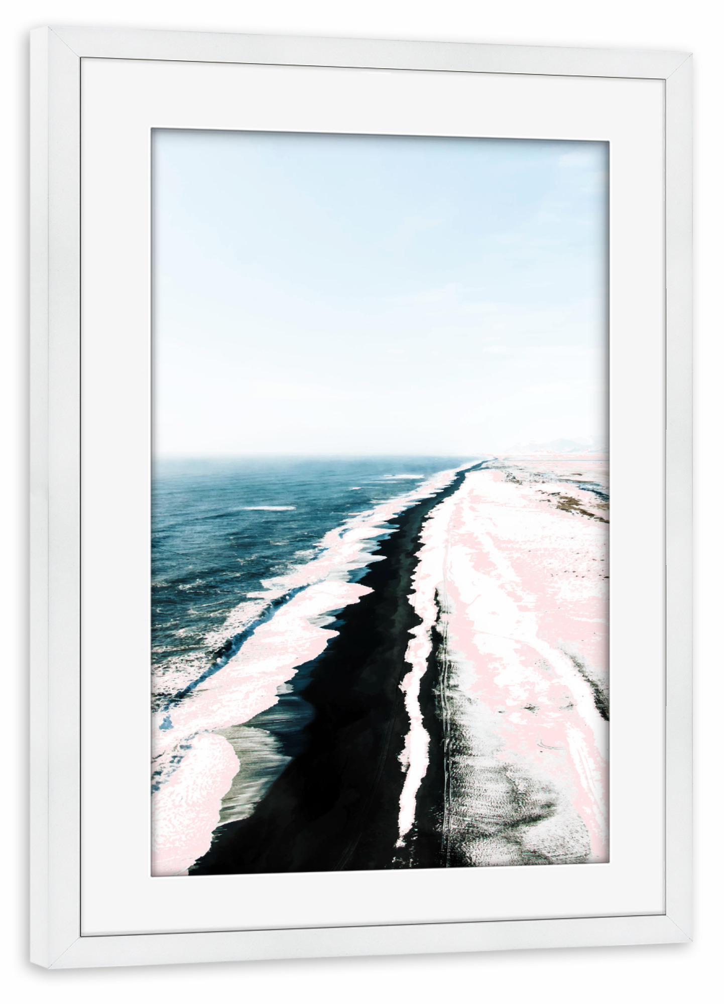Poster mit Rahmen weiß "Pink Sand" artboxONE - Natur,Reise,Reise / Strand und Meer