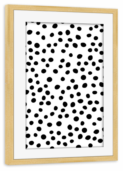 Poster mit Rahmen kiefer "Singularity-v2" artboxONE - Abstrakt,Schwarzweiß - Graphic design,Pattern,Polka dots,Black,White,Random,Abstract,Dots