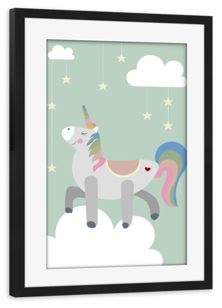 Poster mit Rahmen schwarz "Posh unicorn" artboxONE - Für Kinder,Tiere
