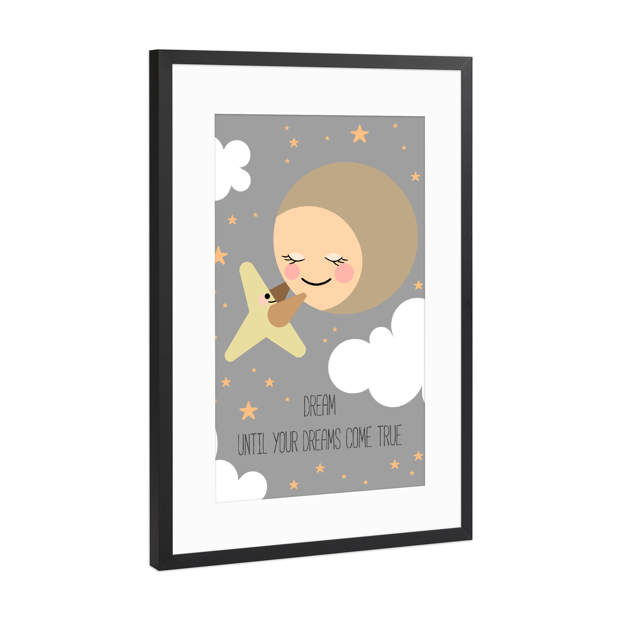 Poster mit Rahmen Schwarz (Metallic) "Dream on" artboxONE - Für Kinder