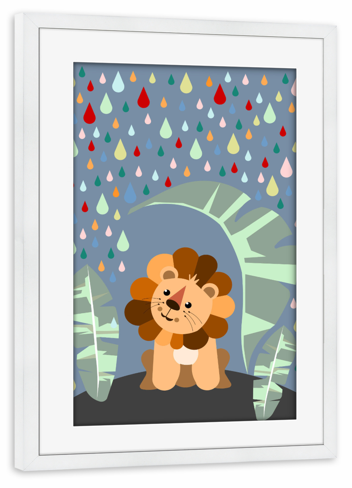 Poster mit Rahmen weiß "Stay dry" artboxONE - Für Kinder,Tiere