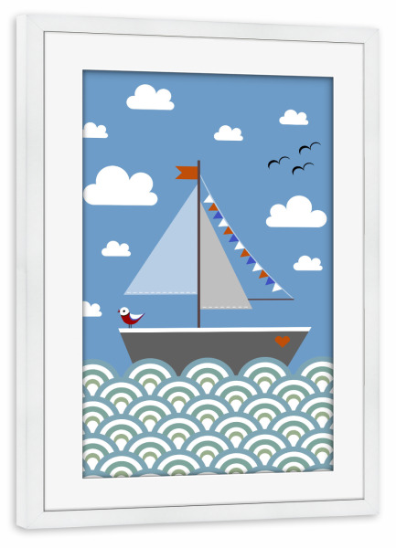 Poster mit Rahmen weiß "Into the ocean" artboxONE - Reise,Für Kinder