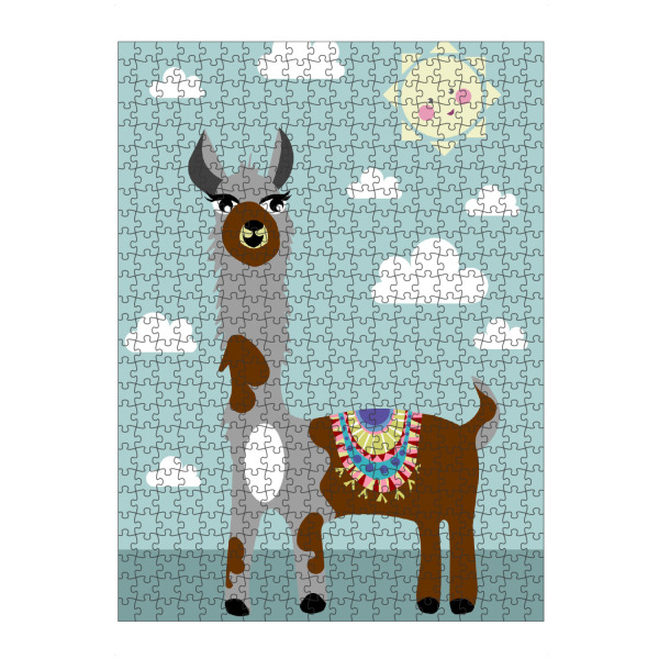 Puzzle Ravensburger "Lovely alpaca" artboxONE - Für Kinder,Tiere - Alpaka,Alpaca,Lama,Sonnenschein,Wolken,Tier,Kinder,Kinderzimmer - Bild alpaka