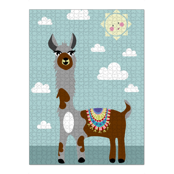 Puzzle Ravensburger "Lovely alpaca" artboxONE - Für Kinder,Tiere - Alpaka,Alpaca,Lama,Sonnenschein,Wolken,Tier,Kinder,Kinderzimmer - Bild alpaka