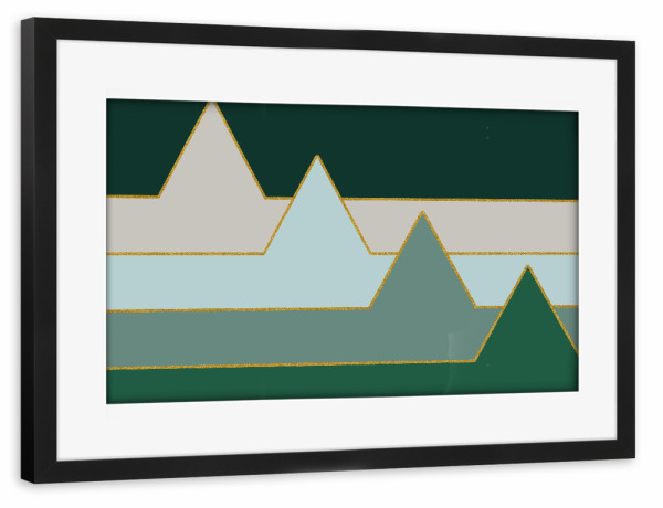 Poster mit Rahmen schwarz "Green Mountains" artboxONE - Abstrakt,Geometrie