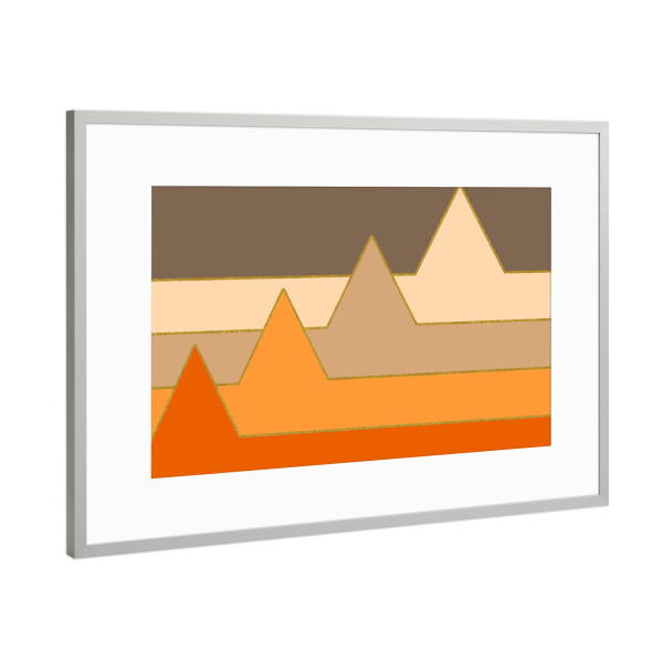 Poster mit Rahmen Silber "Orange Mountains" artboxONE - Abstrakt,Geometrie