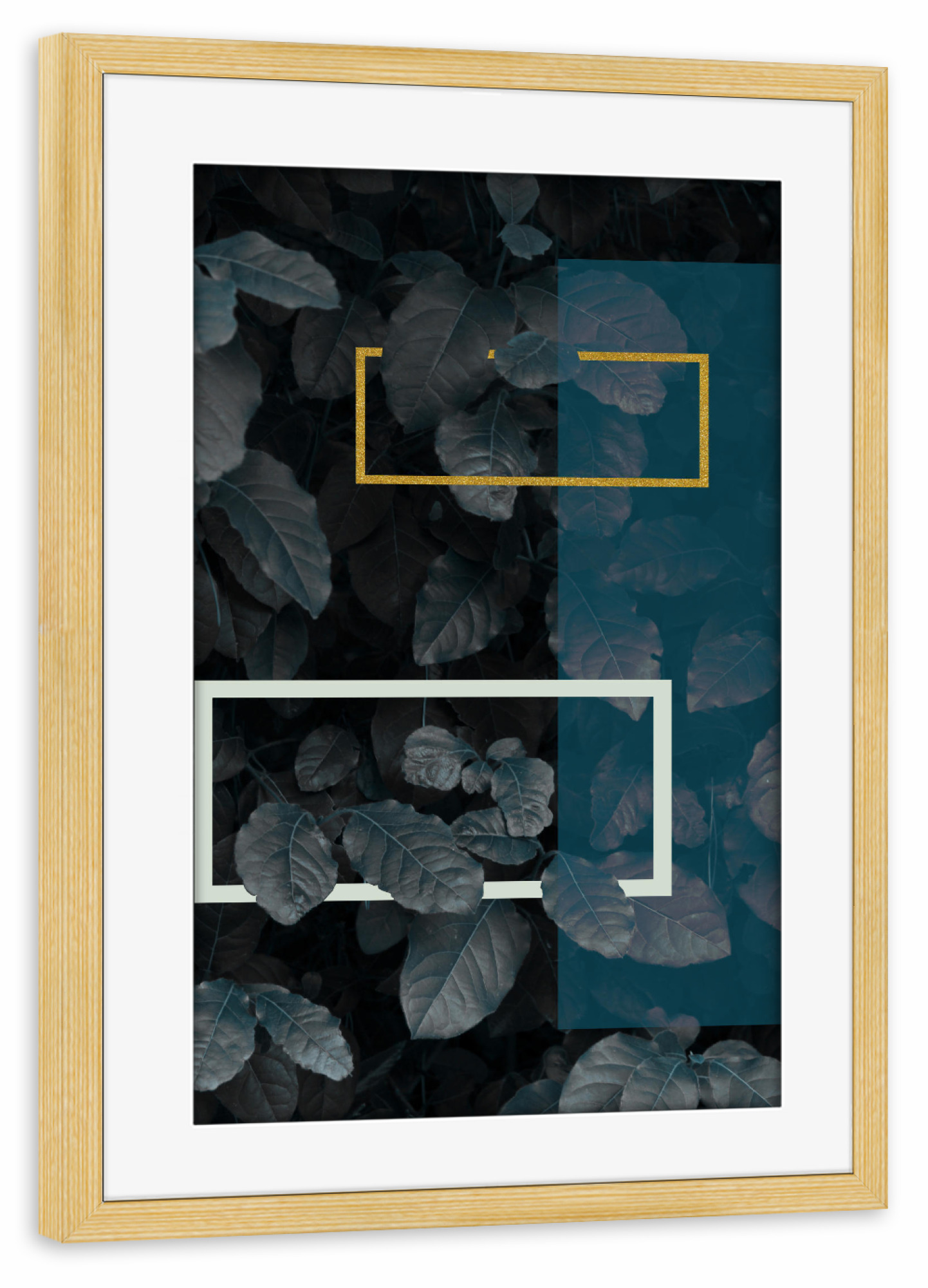 Poster mit Rahmen kiefer "Blue Fall" artboxONE - Natur,Abstrakt,Geometrie