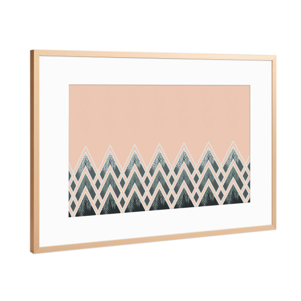 Poster mit Rahmen Kupfer "Mountains Déco" artboxONE - Abstrakt,Geometrie